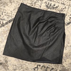 NWT Abercrombie & Fitch Black Faux Leather Wrap-Style Mini Skort, M